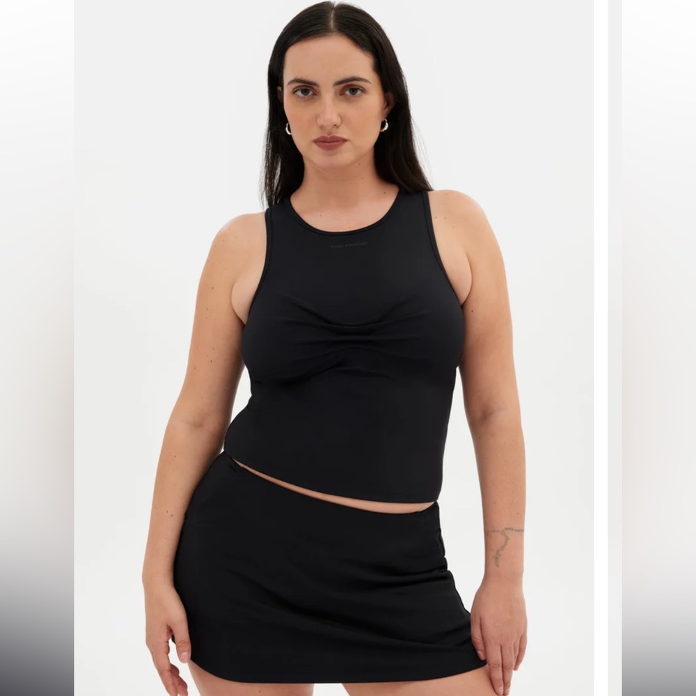 Girlfriend Collective Luxe Ruched Black Compression Tank XXL NWT
